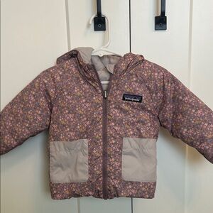 Patagonia Kids Floral Puffer Jacket - Purple and Gray